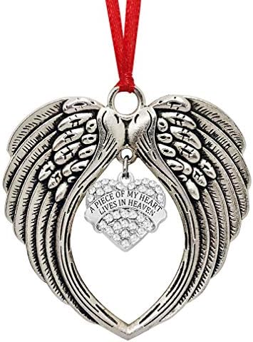 Сребрени двострани ангелски крилја и засекогаш во моето срце Божиќни украси, декорација на спомен украс