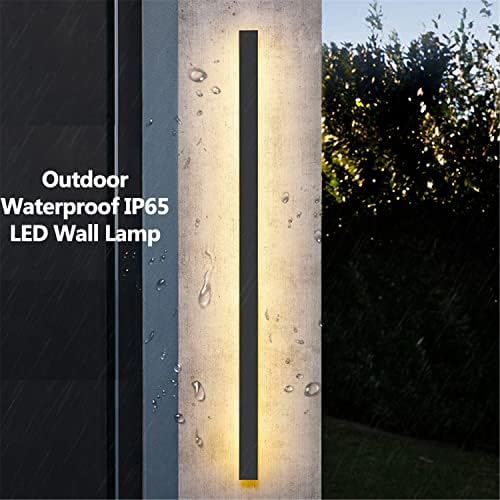 Долг модерно модерен LED wallиден сет од 2, водоотпорен IP65 топол бел LED wallид за осветлување на правоаголни црни wallидни светла за балконски