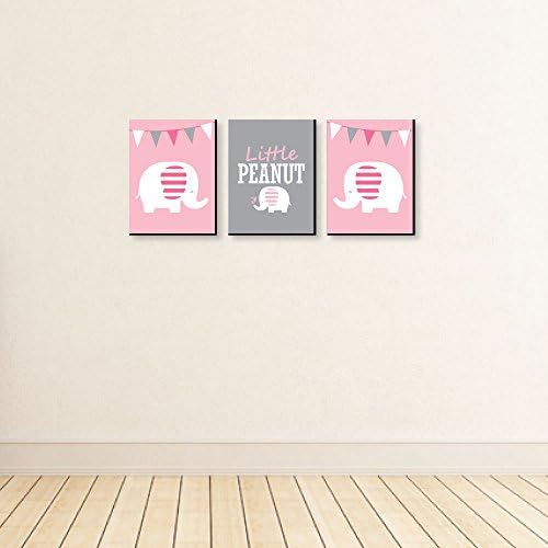 Голема точка на среќа розов слон - бебе девојче расадник wallид и украси за деца - идеи за подароци - 7,5 x 10 инчи - сет од 3 отпечатоци