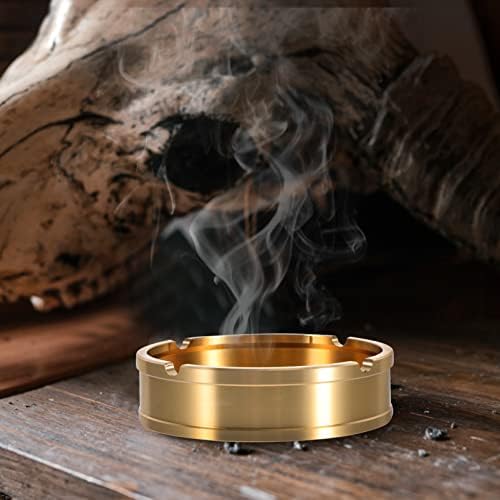 Besportble Golden Round Ashtray Cygretes Ash The Pish Brass Brass Shaping Tray Декоративна цигара држач за пепел