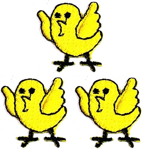 Кленплус 3 парчиња. Мини Пилешки Лепенки Налепница Уметности Жолто Бебе Пиле Деца Цртан Филм Печ Симбол Симбол Костим Маица Јакни Фармерки