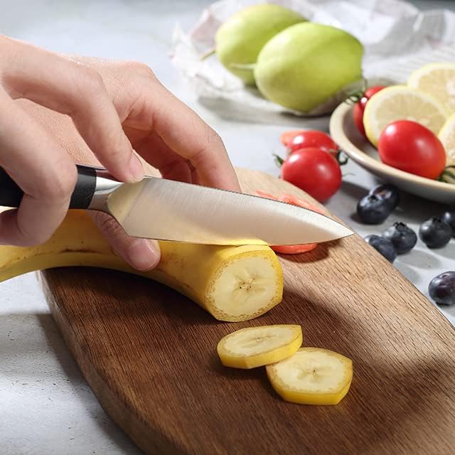 ПАУДИН Паринг Нож, 3,5 инчен остар готвачки нож, Високо Јаглероден Германски Челичен Овошен Пилинг Нож Со Handономска Тројна Занитвам