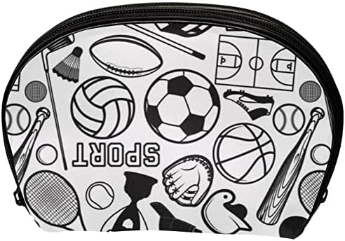 Мала Торба За Шминка, Патент Торбичка За Патување Козметички Организатор За Жени и Девојки, Спортски Цртан Филм Шема Фудбал Кошарка Бејзбол