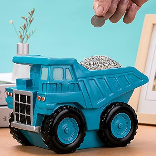 LWSX Piggy Bank Piggy Bank Creative Blue Sand Truck Crain Bank Anti-Fall смола пари пари банка деца момче роденден голем капацитет свинче банка