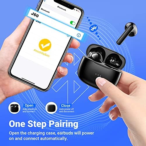 каугуо Wireless Earbuds, Bluetooth 5.3 Headphones,4-Mic Call Noise Reduction 36H Playtime IPX6 Sports Waterproof Earphones, HiFi Stereo, Touch Control with Type-C Charging for iOS Android Black