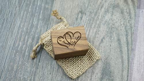 Рустикално Дрво Накит Прстен Предлог Ангажман Кутија Две Срца Една Љубов