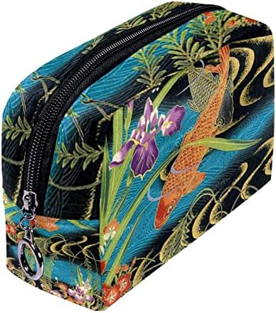 Тбуобт Торба За Шминка Патување Козметичка Торба Торбичка Чанта Чанта Со Патент, Јапонско Сликарство Река Кои Орхидеја