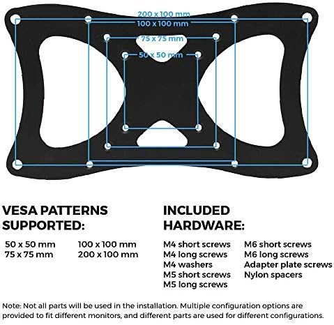 Humancentric VESA Плоча за адаптер за монтирање за 200 x 100 mM модели на VESA | Комплет за конверзија за 75 x 75 и 100 x 100 mM модели