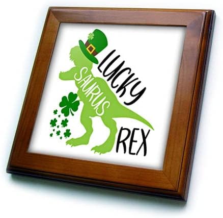 3дроза Денот На Свети Патрик Среќен Саурус Црвен Ирски Диносаурус Илустрација-Врамени Плочки