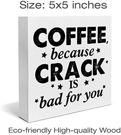 Кафе цитат дрвена кутија знак биро за декорирање хумор кафе блок блок знак декор за домашна канцеларија полица wallид