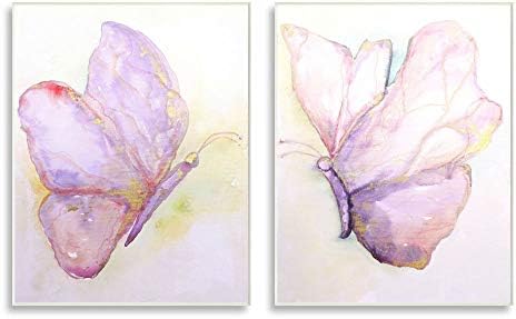 Ступел Индустрии Девојки Глам Пеперутка Крилја Виолетова Златна Акварел, Дизајнирана Од Летиција Херера Арт, 2 парчиња, Секој