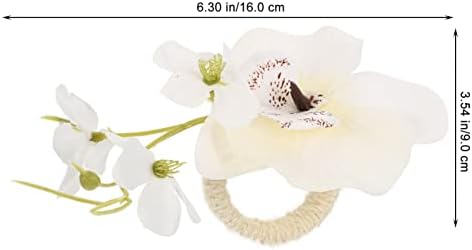 Хетотон 8 парчиња орхидеи со салфетка прстени цветни салфетки држач за салфетки цветни салфетки свадбени салфетки држач за сервисирки за трпезариска
