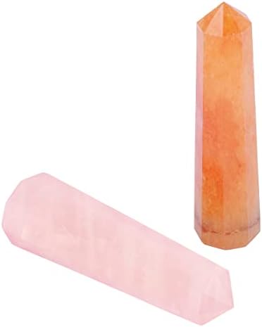 Кристал од роза кварц - карнелијански камен - лековити камења - сет на кристално стапче - вистински кристали - кварц кристален