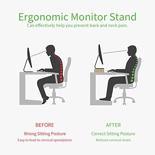 Goyisee Bamboo Monitor Stand Riser е ергономски, нема потреба да ги инсталирате организаторите на бирото, да го следат подигачот за