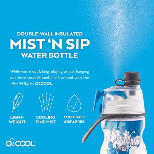 O2cool mist 'n SIP за местење шише со вода 2-во-1 магла и SIP функција без истекување Повлечете го шишето со шише со вода што