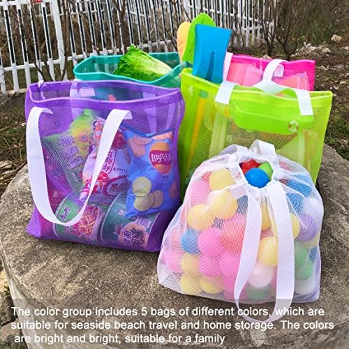 HSMYANK 5PACK Шарени торбички торбички со плажа, торба за еднократно користење со влечење за подароци, патувања, алишта за играчки