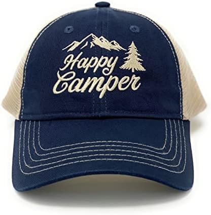 Среќна капа од кампер, капа за кампување, камп за кампување, подароци за кампери, капа за бејзбол