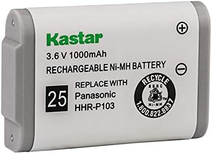 Батерија Kastar HHR-P103, тип 25, Ni-MH за полнење на батеријата 3.6V 1000mAh Замена за Panasonic HHR-P103 / P-P103 безжичен телефон
