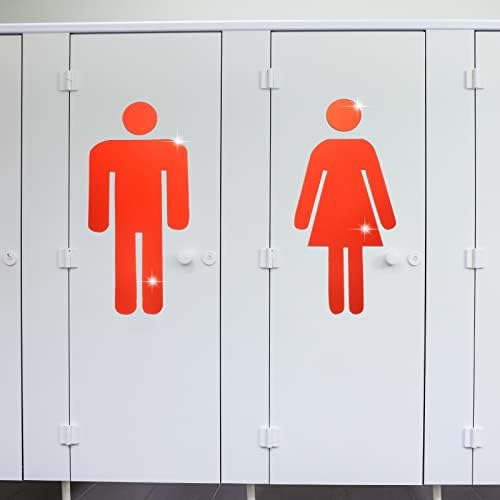 Знак за бања Патикил, 2 сет акрилик самолепливо за тоалетот за мажи и женски тоалет за пол за деловно работење, црвено