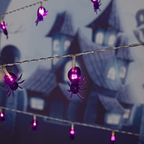 Youbet Ноќта на вештерките Спајдер Стринг светла-2Strings/Box 11.5ft 30 Purple пајак празнични светла-вода-вода во вода кутија-8 режими