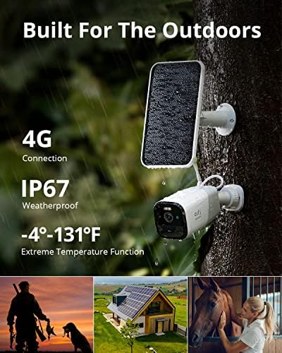 Eufy Security 4G LTE Cellular Security Camera Wireless Outdoor, соларно напојување, 2K HD, Starlight Night Vision, Human Detection,