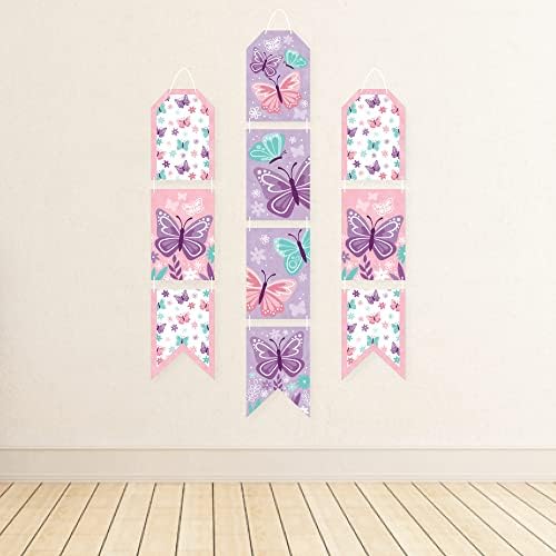 Голема Точка На Среќа Убава Пеперутка-Виси Вертикални Банери За Врата Од Хартија-Цветен Туш За Бебиња Или Комплет За Декорација