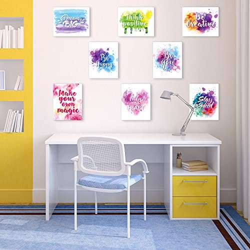 Сет од 9 акварел инспиративни wallидни уметности отпечатоци апстрактна боја мотивациска понуда фрази постери за дневна соба канцеларија