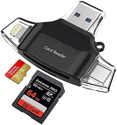 Boxwave Smart Gadget компатибилен со Yezz Go 1 - AllReader SD картички читач, MicroSD картички читач SD компактен USB за Yezz Go 1 - Jet Black