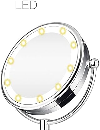 Lianxiao - десктоп стои шминка огледала со двојно еднострано копче за копче за зголемување на копчето Vanity Mirror Tabletop Козметичко огледало