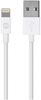Моноприс Изберете Серија Apple MFi Сертифициран Молња НА USB Полнење &засилувач; Синхронизација Кабел, 6-инчен Бел за Iphone X, 8, 8 Плус,