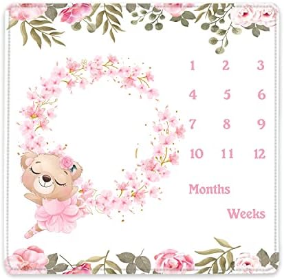 Qicaiyun Baby Milestone Clowe, Month Baby Milestone, со маркер, бебешки ќебе унисекс, подарок за babyумом за туширање 48''x48 '' yunbtzt107