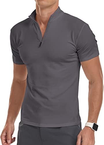 Долги/кратки маички за маж со долги/кратки ракави од zip-zip случајно тенок вклопат потсмев на вратот основни дизајнирани памучни