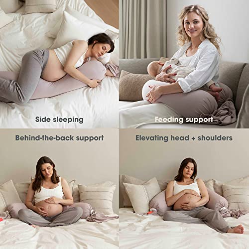 Прилагодлива перница за бременост BBHugme - Поддршка за целосна тело за странично спиење - прилагодлива цврстина и форма - Поддржува