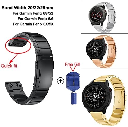 Bneguv Smart Watch Band Ремени за Гармин Феникс 6 6S 6X Pro 5X 5 5S Плус 3 HR 935 945 Mk1 D2 S60 Ремен За Брзо Ослободување Челична