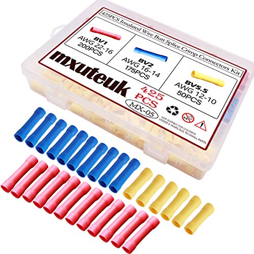 mxuteuk 425Pcs 10-22AWG Избрани Задник Спојување Стегање Конектори, Изолирани Електрични Директно Жица Терминал Конектори MX-05