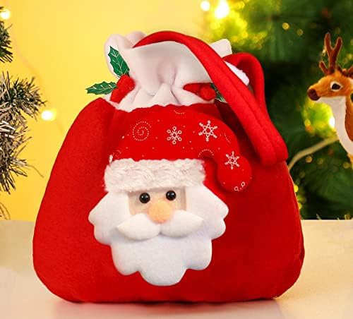Кента торба со четкани бонбони торбички Декорација на подароци Божиќни материјали стариот човек снежен човек елен јаболко торба Д-01 торба за подароци