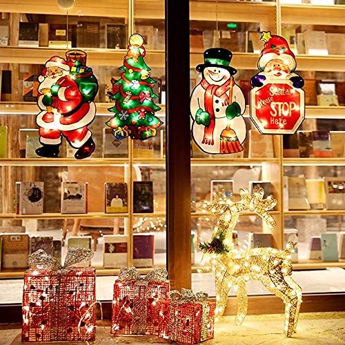 Божиќни низа светла самовила светла Божиќна декорација Осветлен прозорец виси декор светла со кука за вшмукување чаша за божиќна забава, низа