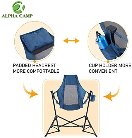 Чаир за кампување со кампови за кампови, преклопено столче за лулка со држач за пијалоци од чаша, челик тешка преносна столица со висок заден