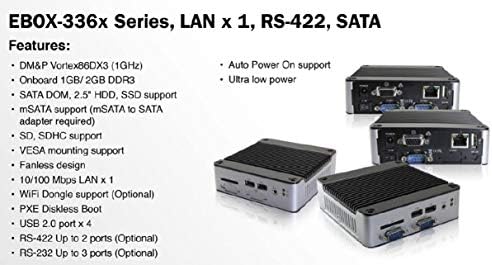 MINI Box PC EB-3362-L2B1C3P Поддржува VGA Излез, RS-232 Port x 3, CANbus x 1, mPCIe Port x 1 и Автоматско Вклучување. Се Одликува