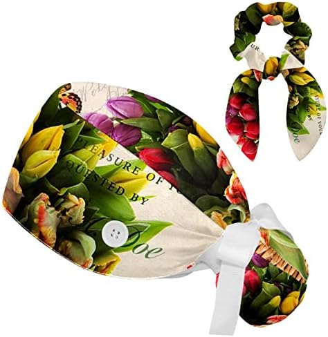 Медицински капачиња прилагодливо работно капаче со копчиња и лак за коса од крцкави цвеќиња од пеперутка