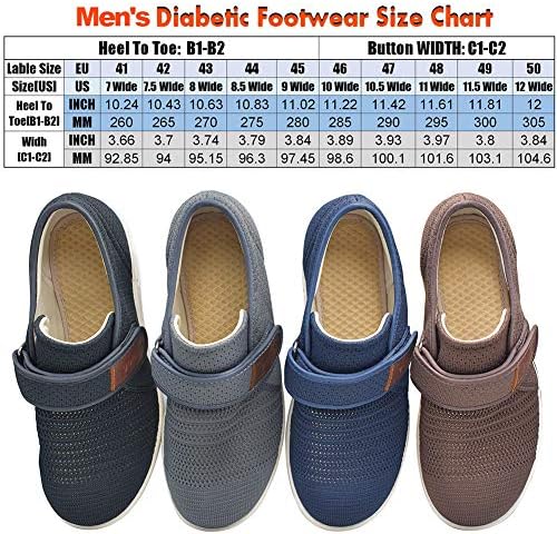 Машки дијабетични чевли на W & Lesvago со прилагодливи затворања, лесни чевли за одење ширина од ширина на ширина за стари лица за стариот едем