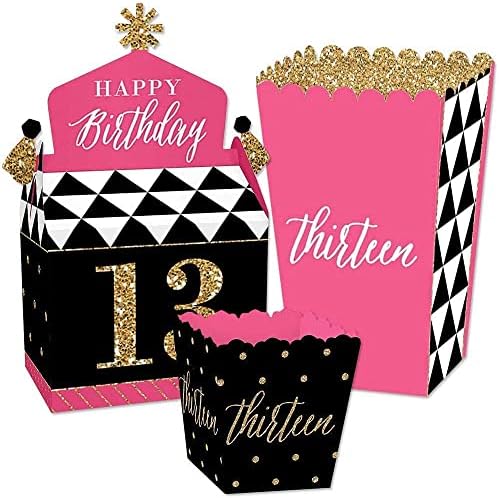 Голема Точка На Среќата Шик 13-ти Роденден-Розова, Црна И Златна - Роденденска Забава Третираат Кутија Забава Фаворизира-Фронтон Кутии,