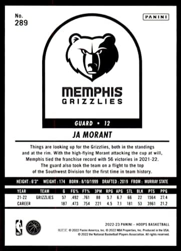 2022-23 обрачи 289 Ja Morant Memphis Grizzlies NBA кошарка за трговија со кошарка