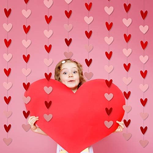 80 Срце Венец Црвена &засилувач; Розова-Денот На Вљубените Декорација, Виси Срца, Денот На Вљубените Банер, Виси Венци Венец, Денот