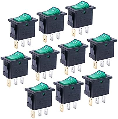 FACDEM 10PCS AC 250V/6A, 125V/10A ON/OFF SPST 3 PIN 2 Позиција Mini Boat Rocker Switch Switch Snap