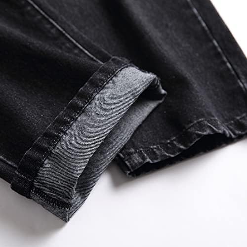 Зесен искина фармерки за мажи Тенок тексас редовно вклопување на затегната нога потресени уништени панталони фармерки со дупка со дупка