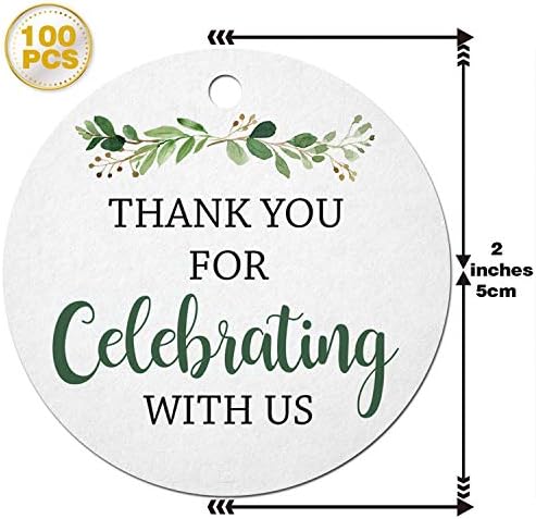 Ви благодариме За Славењето Со Нас Тагови, 100 парчиња Зеленило Ви Благодариме Тагови За Свадба Роденден Бебе Туш Партија Услуги,