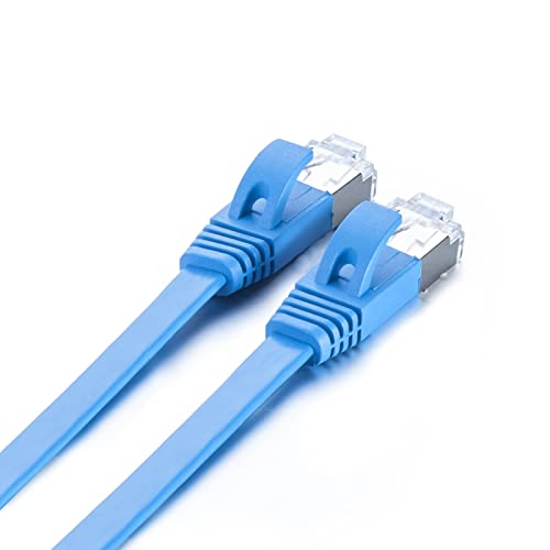 Redlux [Blue] Cat7 RJ45 Заштитен Етернет Кабел, 10gbps Рамна Интернет Мрежа LAN Кабел, Побрзо Од CAT6a CAT6 CAT5e, 3.3 ft/1m