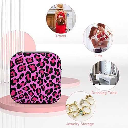 Розова Леопард Печати Накит Организатор СТП Држач За Накит Случај Патување Накит Кутија За Складирање Подарок За Жени