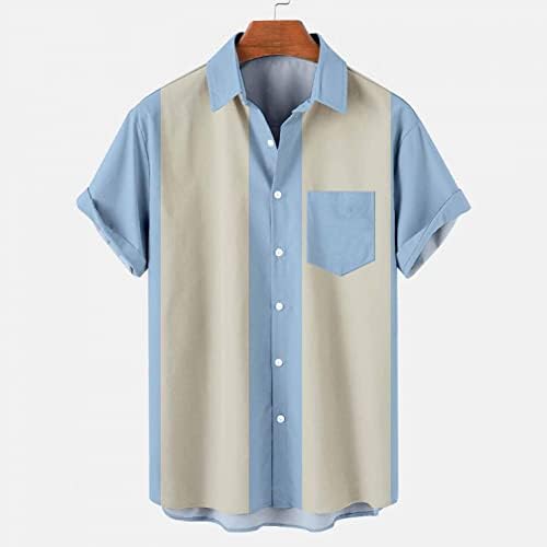 Менс хавајски кошули, машко ретро копче надолу во куглање кошули 50 -ти рокобили стил летни врвови во кубански стил камп кошула